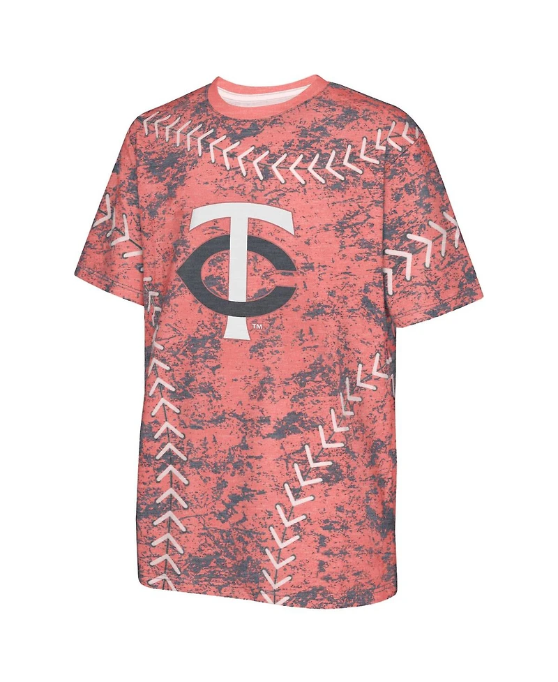 Outerstuff Big Boys and Girls Red Minnesota Twins Slide Score Bold T-Shirt
