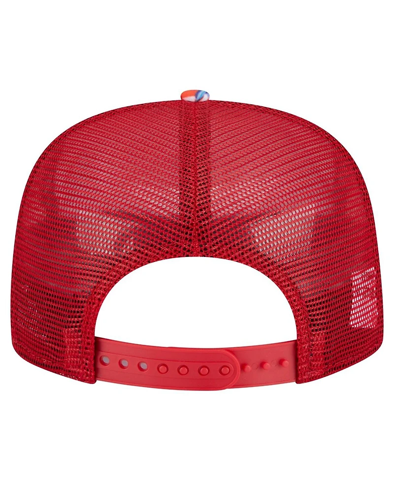 New Era Men's Red Los Angeles Angels Adventure Pattern Golfer Trucker Snapback Hat