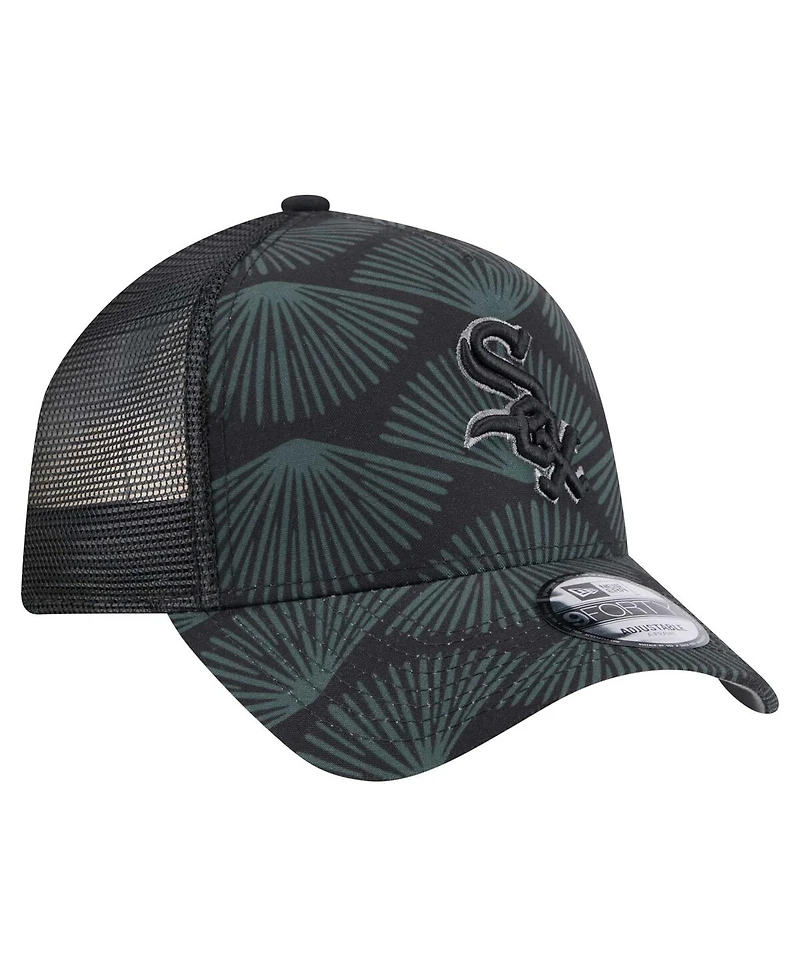 New Era Men's Black Chicago White Sox 9FORTY A-Frame Trucker Adjustable Hat