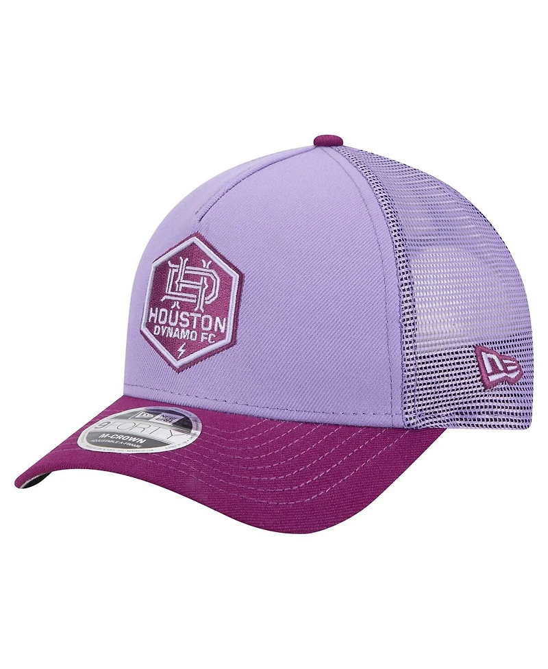 New Era Men's Purple Houston Dynamo Fc Color Pack 9FORTY A-Frame Adjustable Trucker Hat