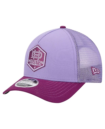New Era Men's Purple Houston Dynamo Fc Color Pack 9FORTY A-Frame Adjustable Trucker Hat