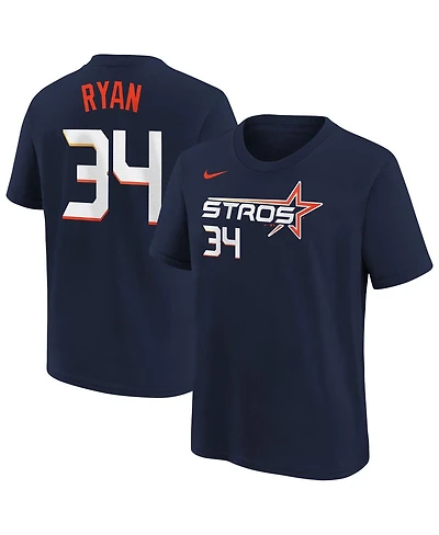 Nike Big Boys and Girls Nolan Ryan Navy Houston Astros Fuse City Connect Name Number T-Shirt