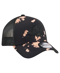 New Era Men's Black Miami Dolphins Bleached 9FORTY A-Frame Adjustable Hat