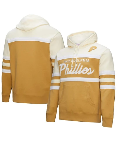 Mitchell & Ness Men's Tan/Cream Philadelphia Phillies Head Coach Pullover Hoodie
