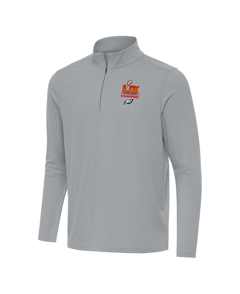Antigua Men's Gray Philadelphia Eagles Super Bowl Lix Champions Intent Quarter-Zip Pullover Sweatshirt