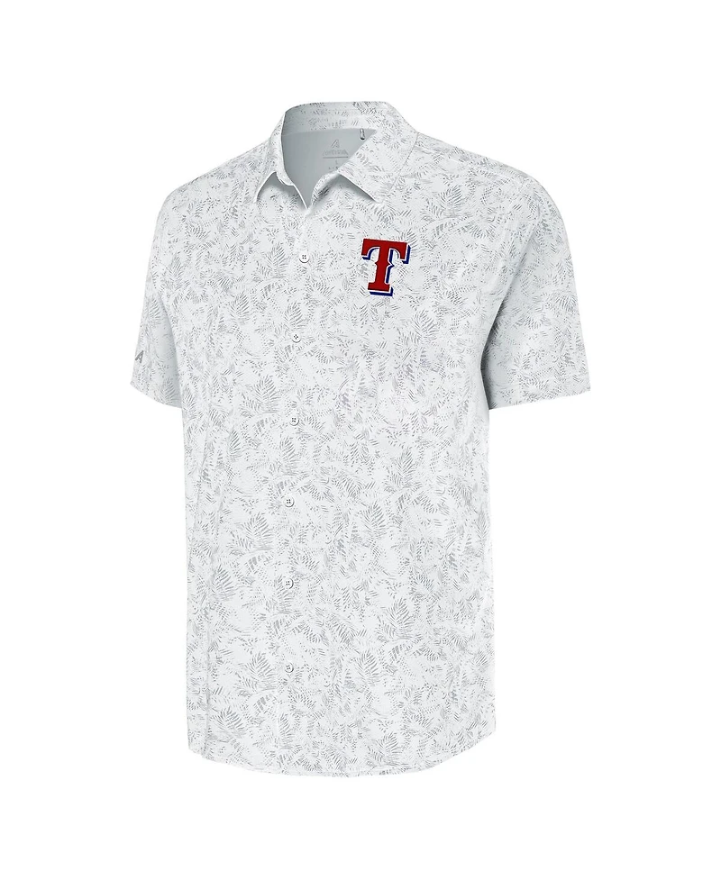 Antigua Men's White Texas Rangers Lush Button-Up Shirt