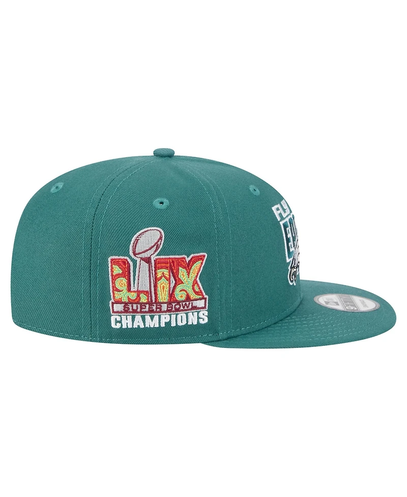 New Era Men's Midnight Green Philadelphia Eagles Super Bowl Lix Champions Side Patch 9FIFTY Snapback Hat
