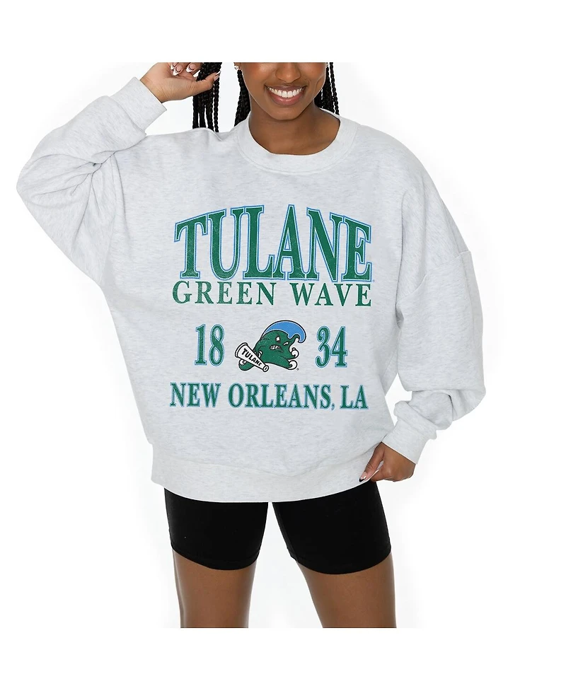 Gameday Couture Women's Ash Tulane Green Wave Premium Fleece Pullover Sweatshirt