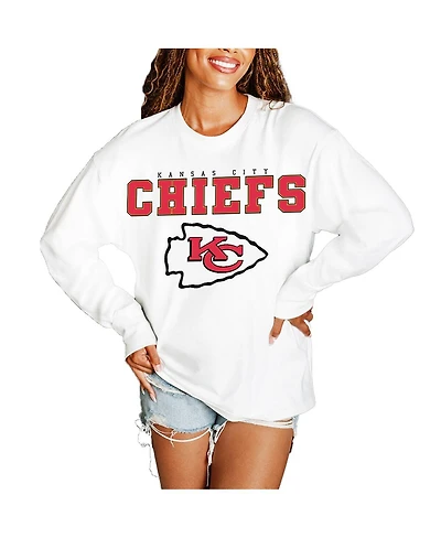 Gameday Couture Women's White Kansas City Chiefs Big Goals Oversized Long Sleeve T-Shirt
