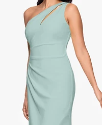 Betsy & Adam Petite One-Shoulder Ruched Gown