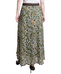 Ny Collection Petite Printed Chiffon Belted Maxi Skirt