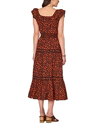 Democracy Petite Printed Flutter-Sleeve Tiered Dress