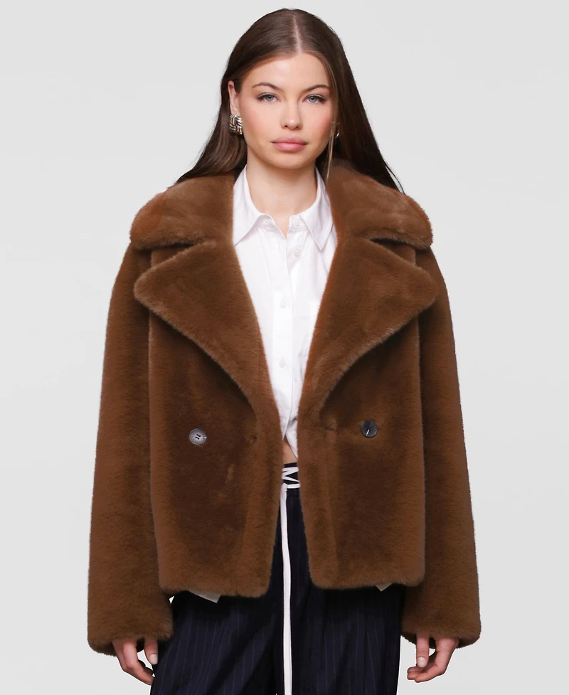 Avec Les Filles Women's Notched-Collar Faux-Fur Coat