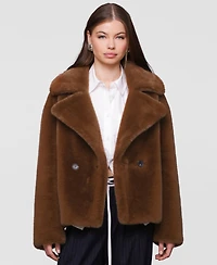 Avec Les Filles Women's Notched-Collar Faux-Fur Coat