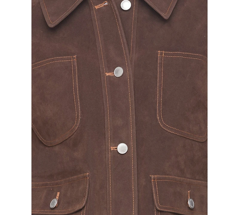 Avec Les Filles Women's Wing-Collar Faux-Suede Jacket
