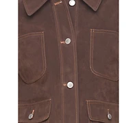 Avec Les Filles Women's Wing-Collar Faux-Suede Jacket
