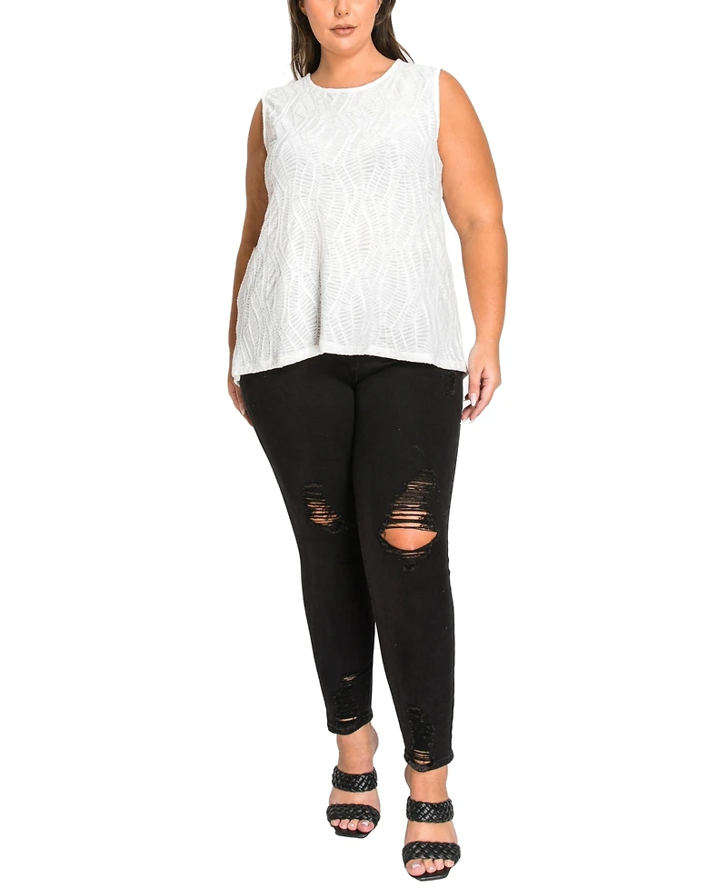 Coin 1804 Plus Spiral Wave Texture Strappy Back Tank Top