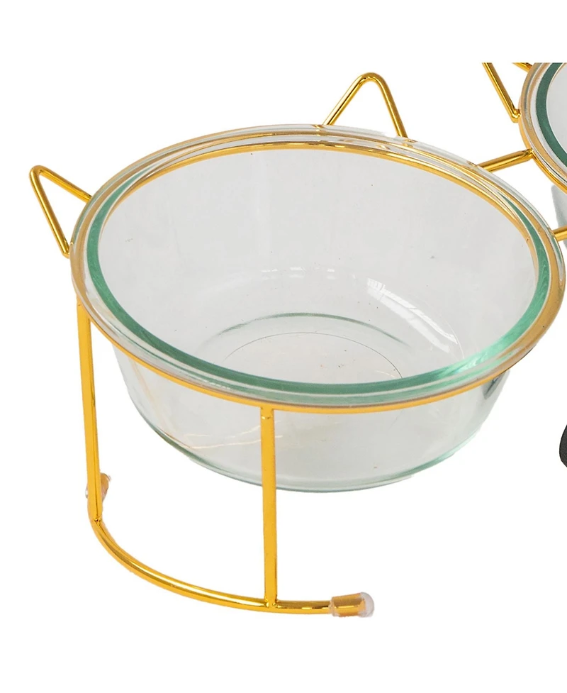Elevated Glass Cat Bowl Stand Set