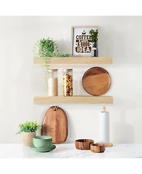 Sorbus 2 Pack 16" Solid Wood Floating Shelves - for Bathroom Decor, Books, Bedroom & Living Room
