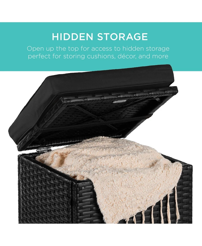 Best Choice Products Set of 2 Wicker Ottomans, Multipurpose Furniture w/ Removable Cushions