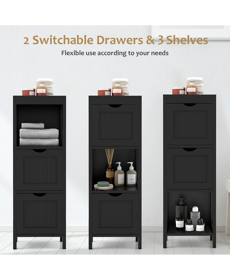 Freestanding Storage Cabinet with 2 Removable Drawers for Bathroom