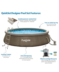 Funsicle 14' x 36" QuickSet Ring Top Above Ground Swimming Pool, Basketweave