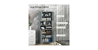 Tall Bathroom Cabinet Large Floor Storage Cabinet with Acrylic Doors and 3 Cubes