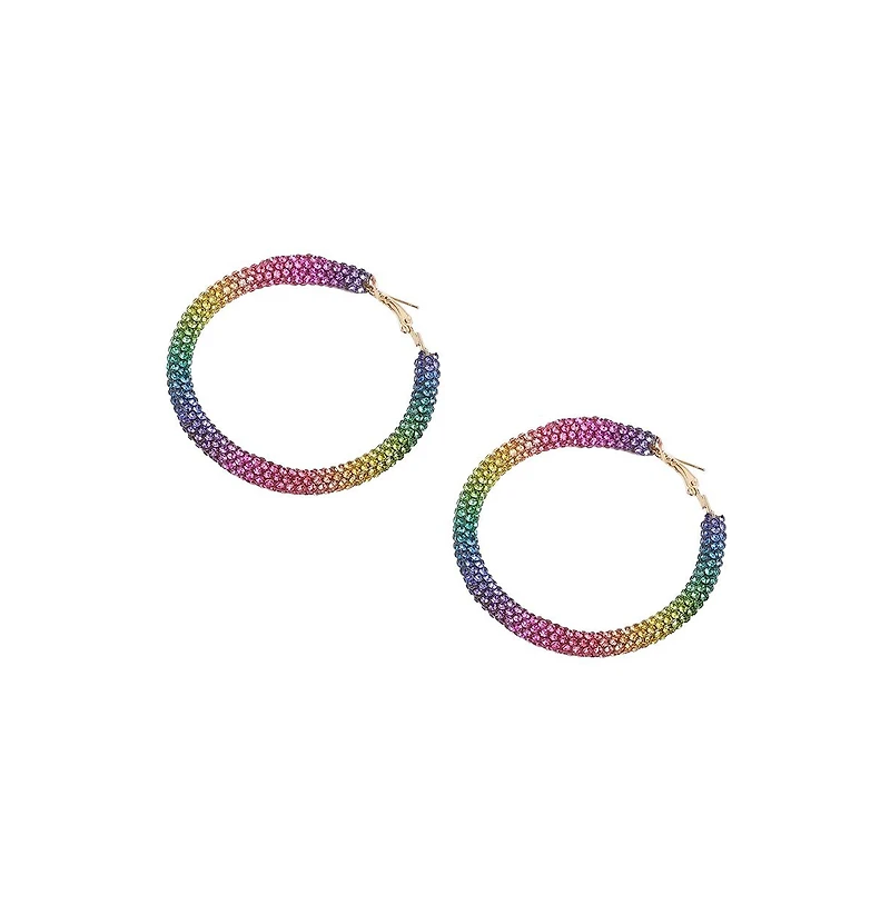 Sohi Women's Gold Metallic Ombre Hoop Earrings