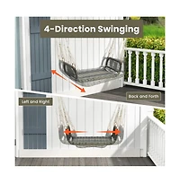 Wicker Porch Swing Seat with Cozy Armrests
