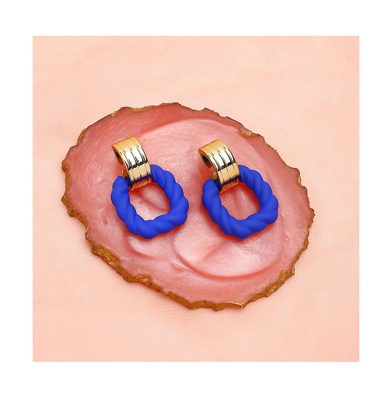 Sohi Women's Blue Rope Drop Earrings