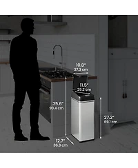 iTouchless 13 Gallon / 49 Liter Stainless Steel Kitchen Trash Can with Odor Filter and Ac Adapter