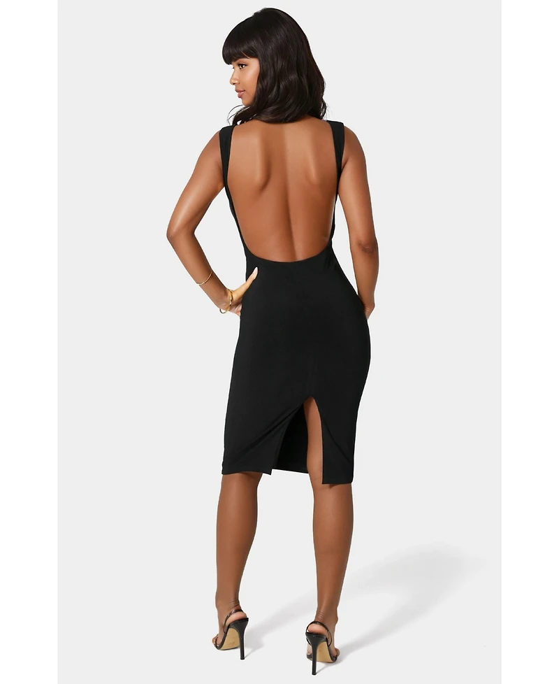 Bebe Women's High Neck Open Back Midi Dress