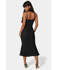 Bebe Women's Square Neck Ruffle Lace Midi Dress