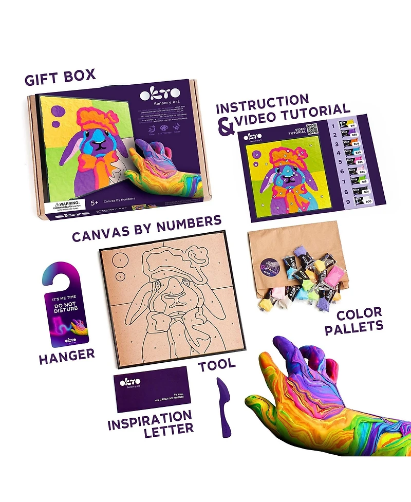 Wise Elk Okto Clay-by-Numbers Kit – "Bunny" (11.4" x 11.4")