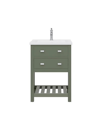 Viola 24 in. W x 18 in. D Bath Vanity in Glacial Green with Ceramic with Ceramics Vanity Top in White with White Basin