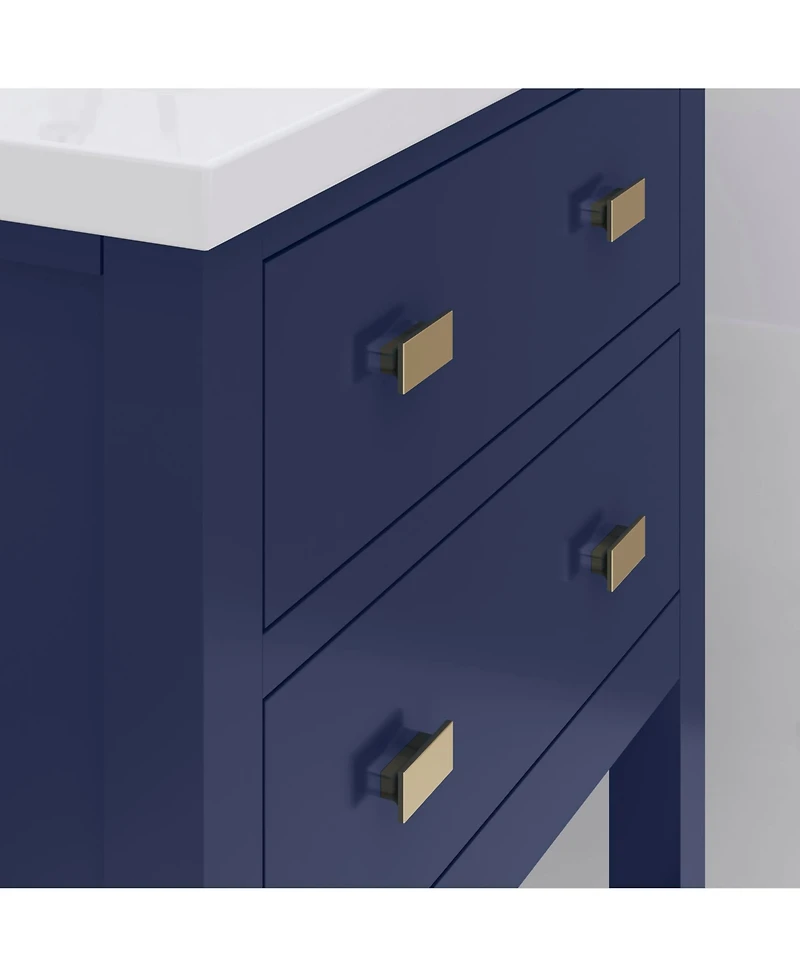 Viola 24 in. W Bath Vanity in Monarch Blue Finish with Ceramics Integrated Vanity Top with White Basin