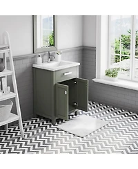 Myra 24 in. W x 18 in. D Bath Vanity in Glacial Green with Ceramics Vanity Top in White with White Basin