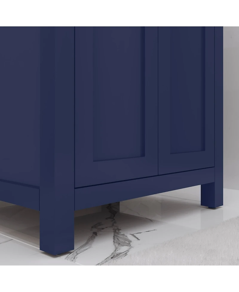 Myra 24 in. W Bath Vanity in Monarch Blue Finish with Ceramics Integrated Vanity Top with White Basin