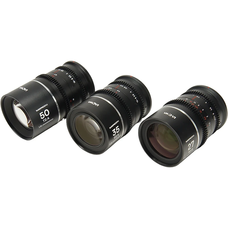 Venus Laowa Nanomorph S35 Prime 3-Lens Bundle with 35mm, 50mm T2.4 and 27mm T2.8 Anamorphic Lens for Fuji X, Silver Flare
