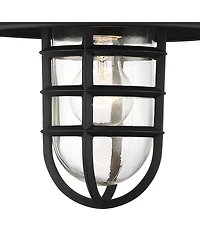 John Timberland Marlowe Rustic Industrial Outdoor Wall Light Fixtures Set of 2 Black Hooded Cage 13" Clear Glass for Post Exterior Barn