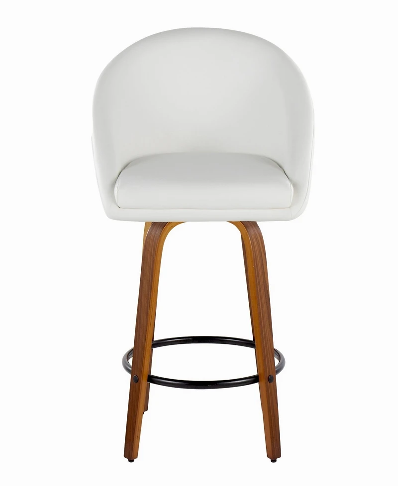 LumiSource 26" Faux Leather Matisse High Back Contemporary Fixed-Height Counter Stool, Set of 2