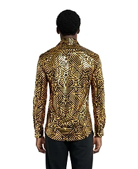 OppoSuits Men's Shirt - Long Sleeve Shiny Snake Gold