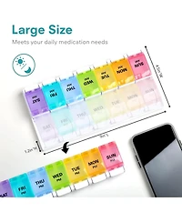 Sukuos Weekly Pill Organizer 7 Day 2 Times A Day, Am Pm Medicine Box with Easy Push Button