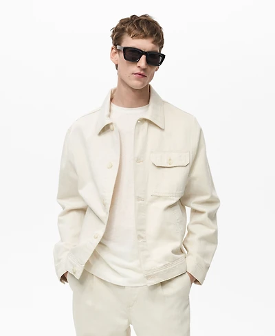 Mango Men's Pocket Linen and Cotton Jacket