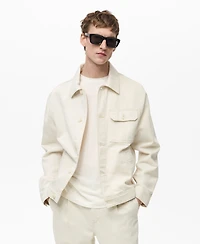 Mango Men's Pocket Linen and Cotton Jacket