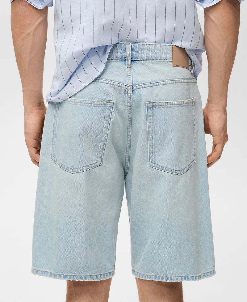 Mango Men's Denim Relaxed-Fit Bermuda Shorts