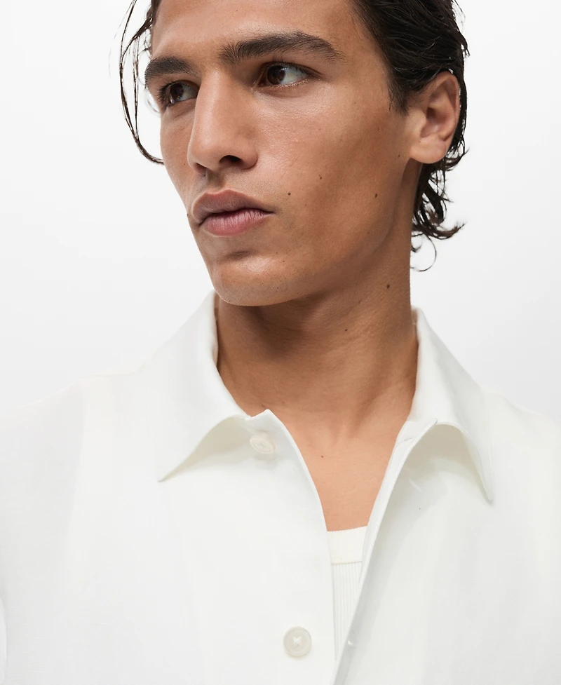 Mango Men's Pockets Linen Overshirt