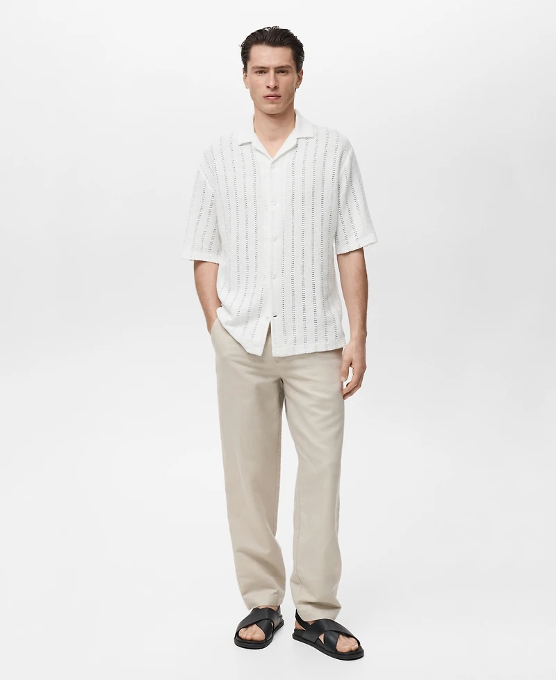 Mango Men's Pointelle Detail Knitted Shirt