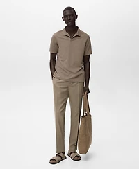 Mango Men's Cotton Tapered Crop Pants