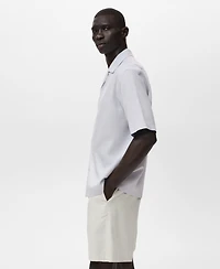 Mango Men's Lyocell-Linen Bowling-Collar Shirt